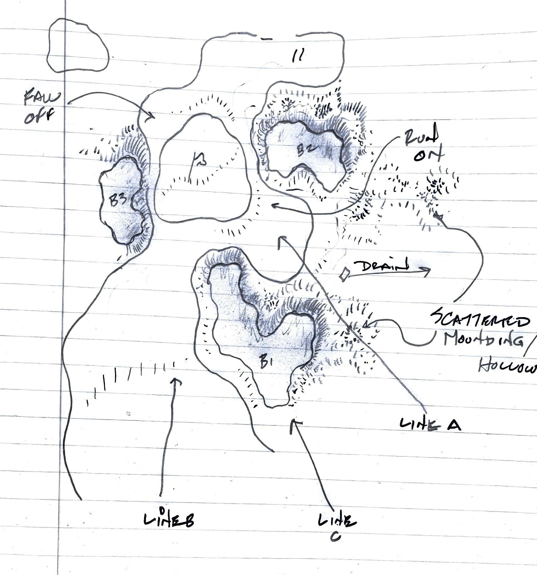 Hole 10 proposed plan, black and white