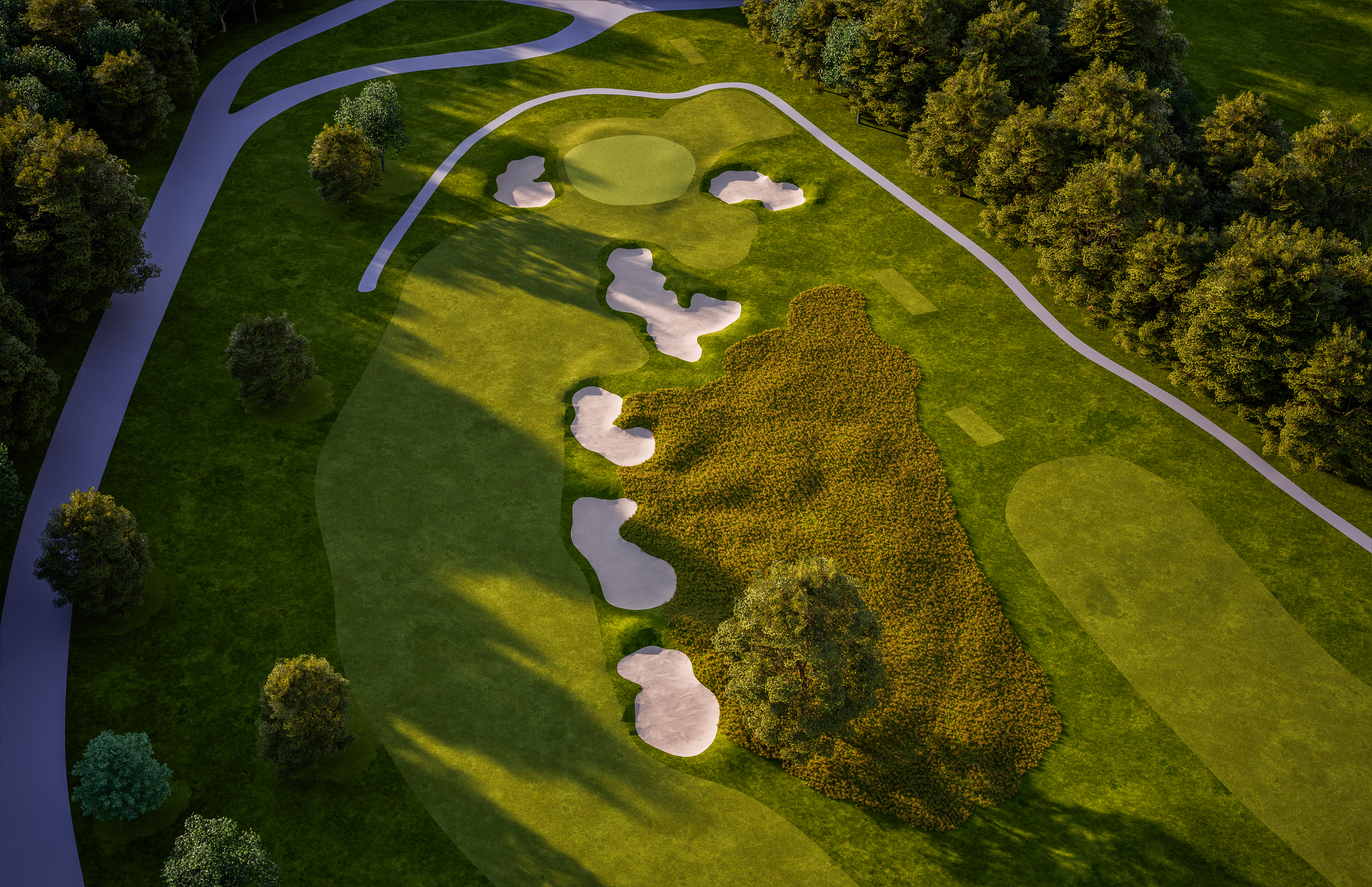 Mendham Hole 10 aerial bunkers
